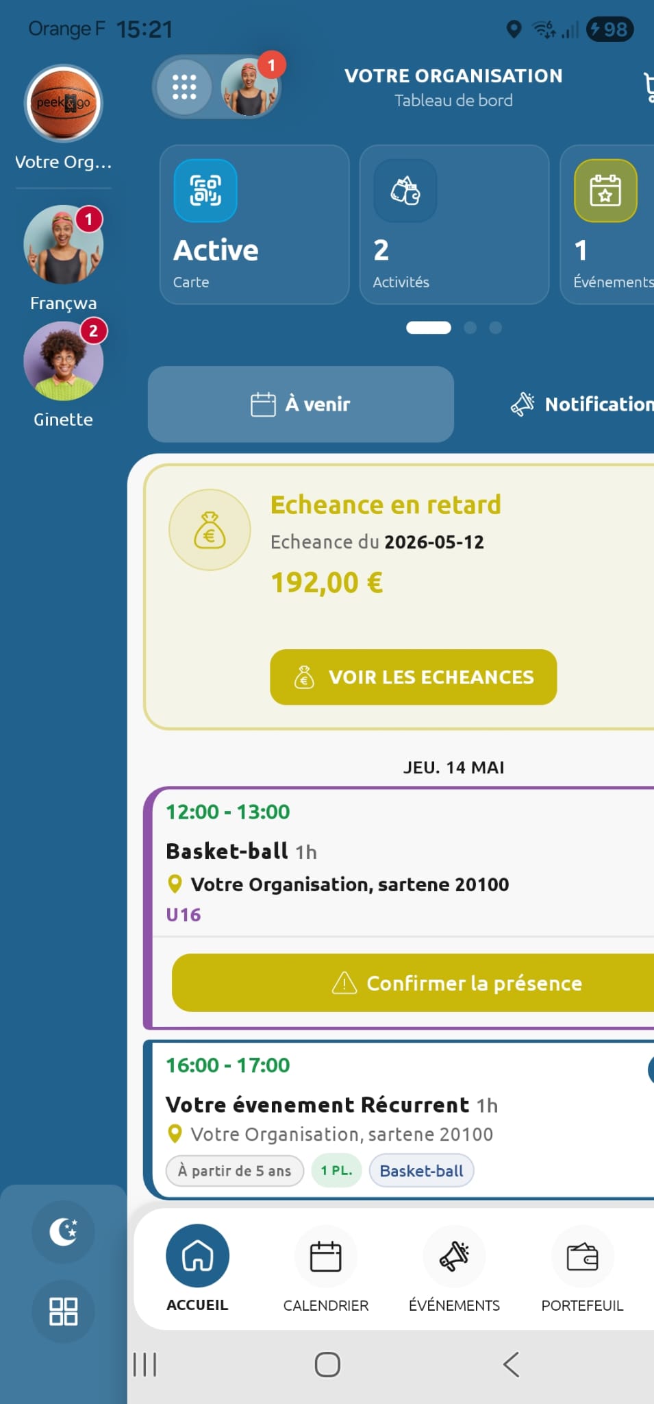 Menu famille accueil