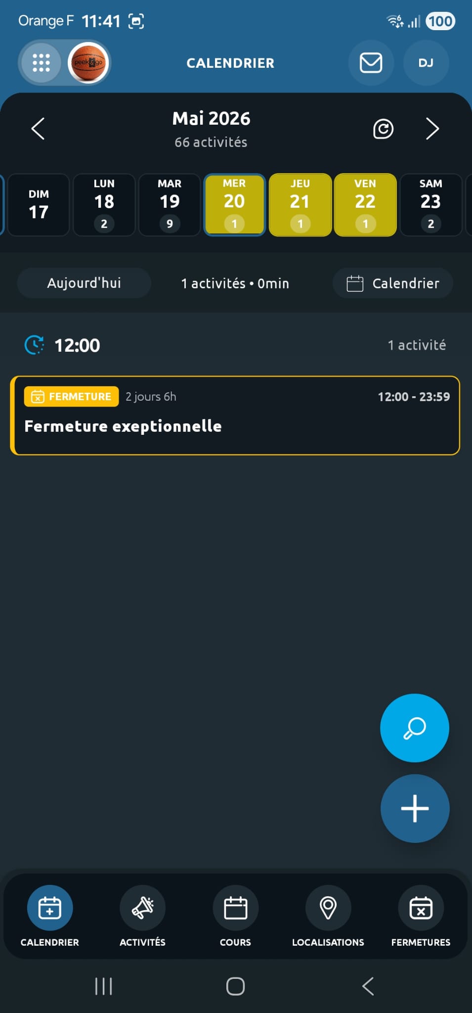 Fermetures et pauses